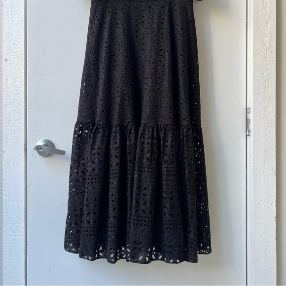 Charo Ruiz Ibiza Linda Ruffled Broderie Anglaise Midi Dress - Size L - Black - Picture 7 of 15